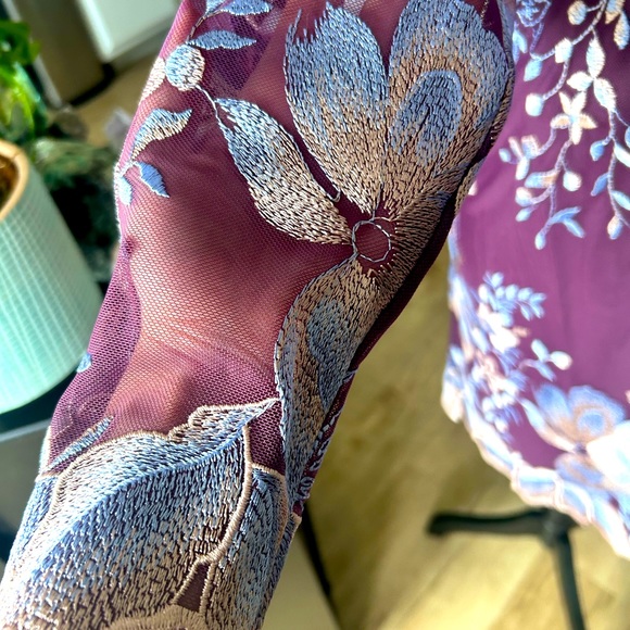 Free People NWT Rosalie Floral Embroidered One Sleeve Mini Dress, 2 - Picture 9 of 16